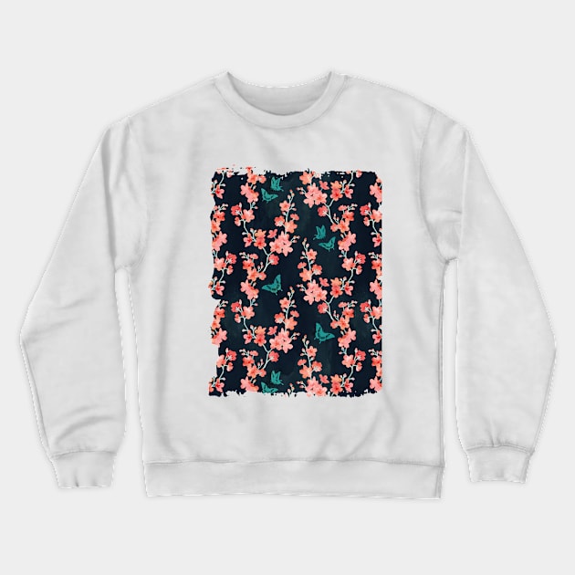 Sakura butterflies bold Crewneck Sweatshirt by adenaJ